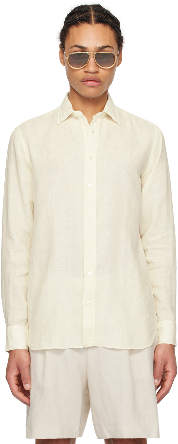 Shop Lardini Off-white Button Shirt In 200