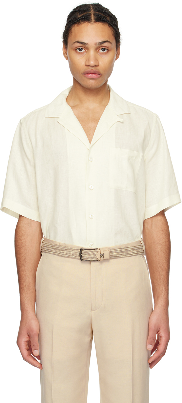 Shop Lardini Off-white Patch Pocket Shirt In 200