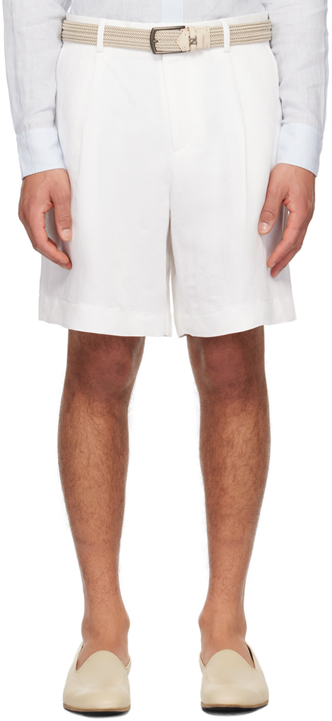 Shop Lardini White Pleated Shorts In 100