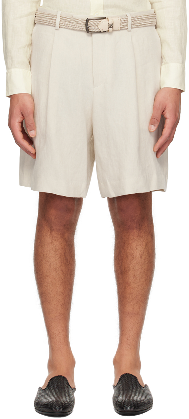 Shop Lardini Beige Pleated Shorts In 120