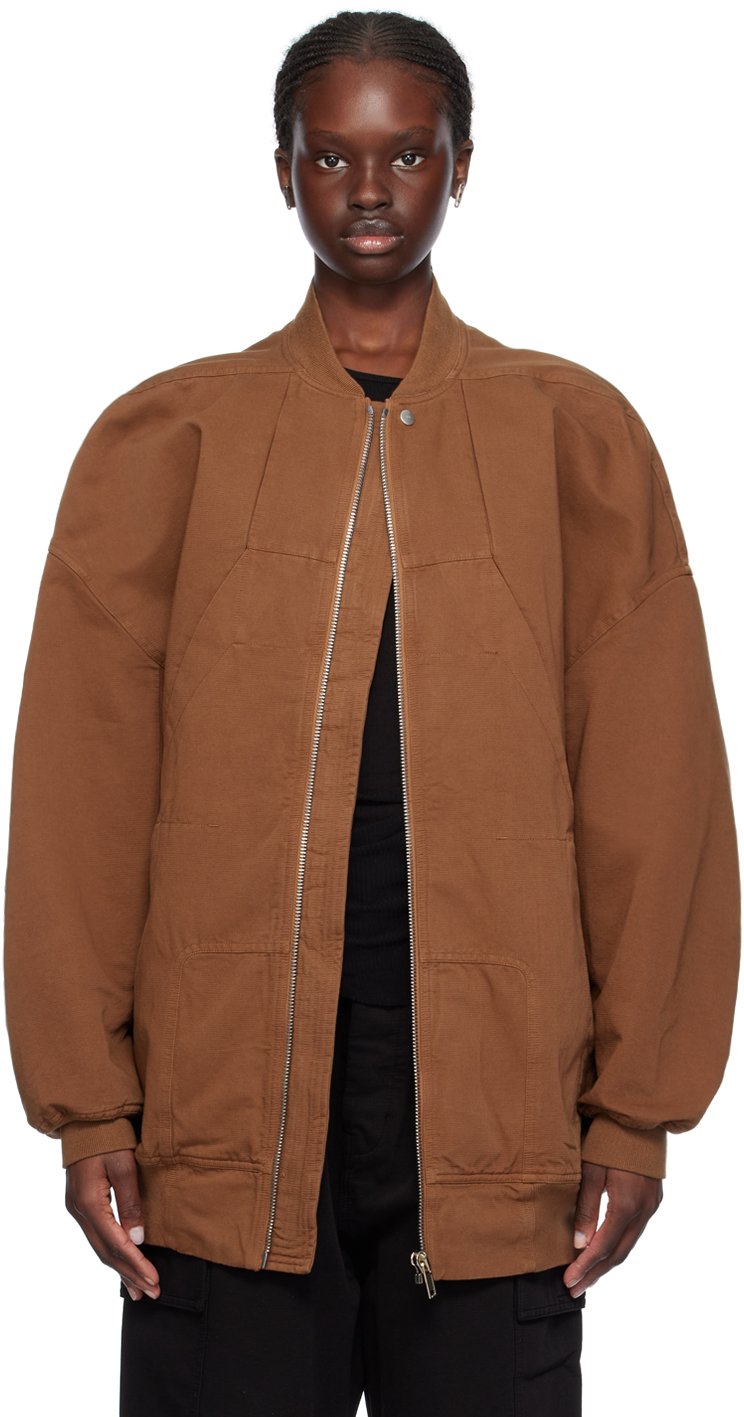 Rick Owens DRKSHDW: Brown Sphinx Jumbo Bomber Jacket | SSENSE UK