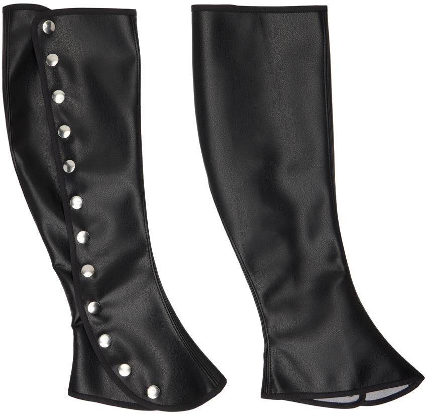 Black Gwen Spats Faux-Leather Leg Warmers