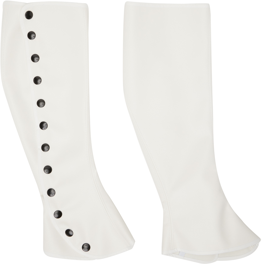 White Gwen Spats Faux-Leather Leg Warmers