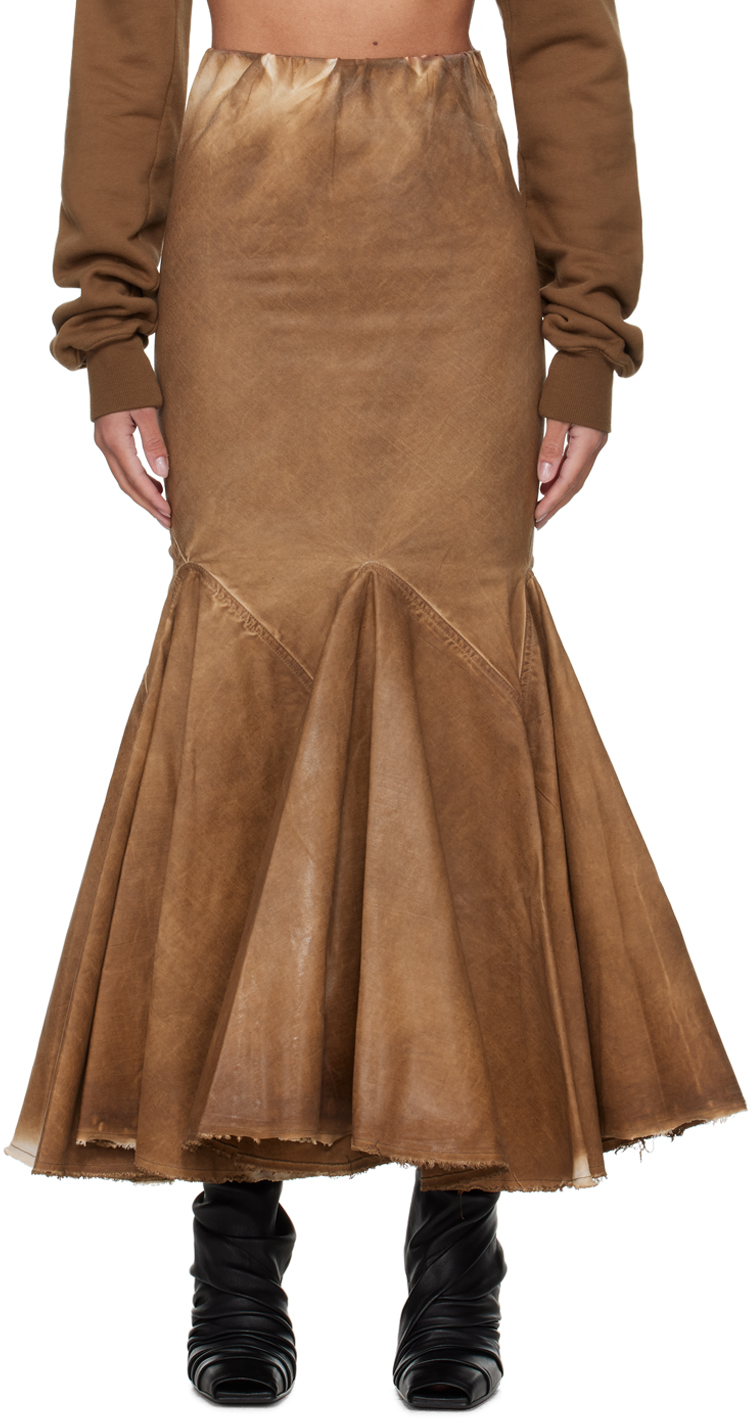 Brown Divine Bias Denim Maxi Skirt