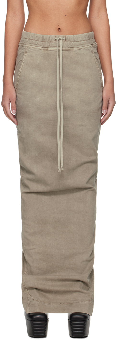 Shop Rick Owens Drkshdw Off-white Pull On Pillar Denim Maxi Skirt In 08 Pearl