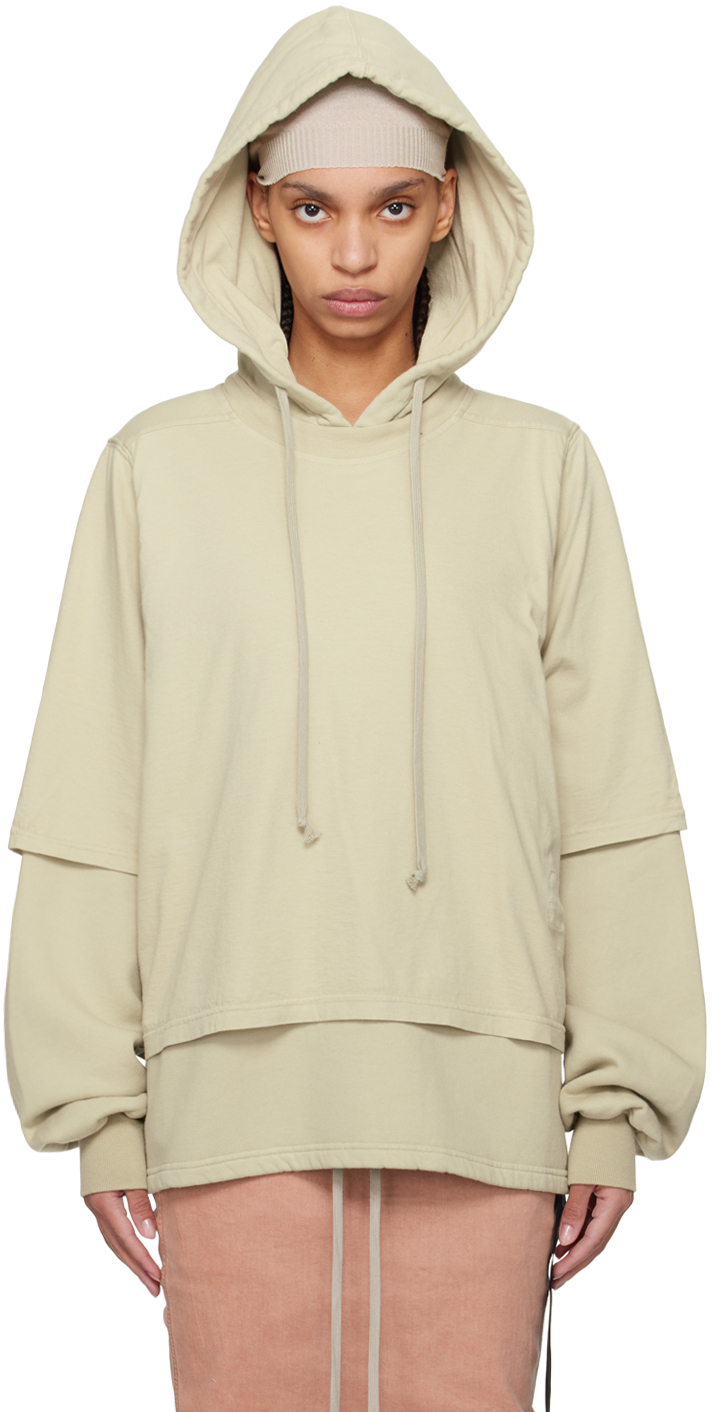 Shop Rick Owens Drkshdw Off-white Hustler Hoodie In 08 Pearl