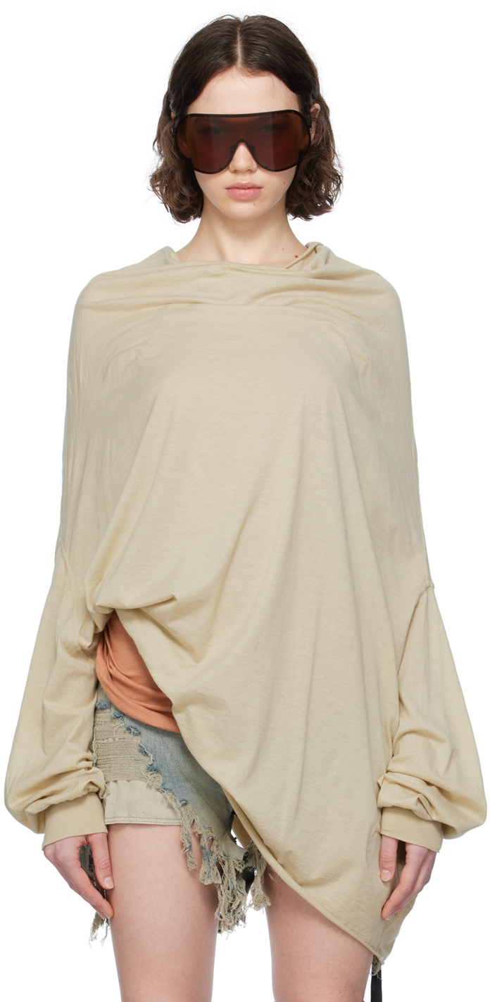 Shop Rick Owens Drkshdw Off-white Shroud Long Sleeve T-shirt In 08 Pearl