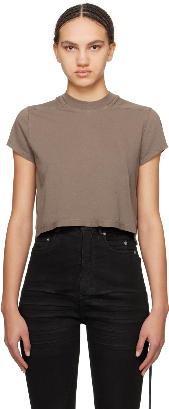 Shop Rick Owens Drkshdw Gray Cropped T-shirt In 34 Dust