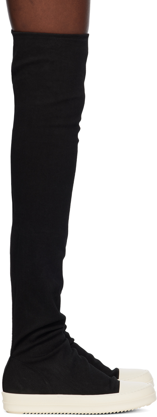 Rick Owens Drkshdw Thigh-high Denim Boots In Black