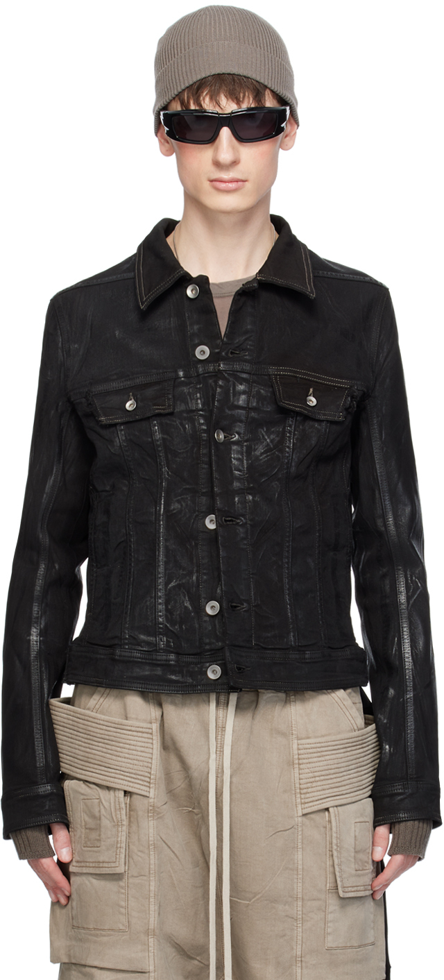 Rick Owens DRKSHDW: Black Trucker Denim Jacket | SSENSE