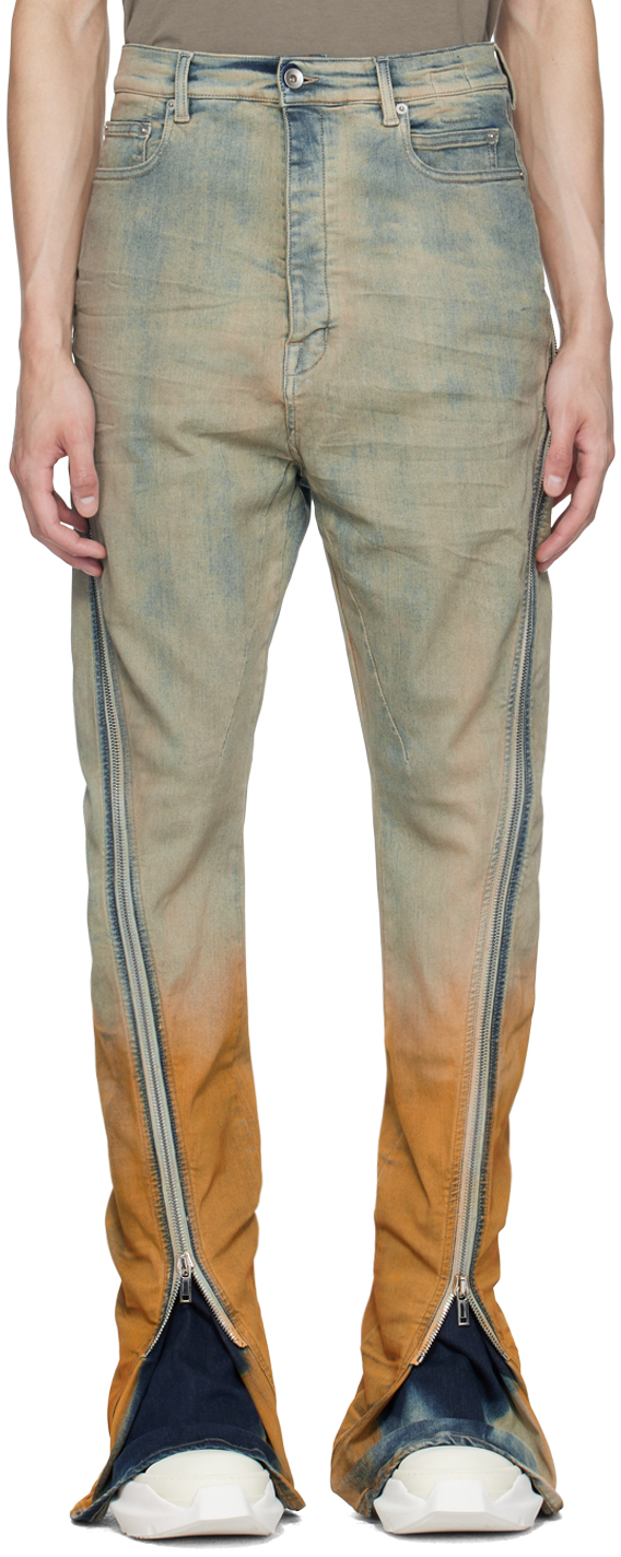 Rick Owens DRKSHDW: Blue & Orange Bolan Banana Jeans | SSENSE Canada