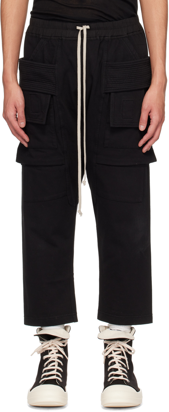 Shop Rick Owens Drkshdw Black Creatch Cropped Cargo Pants In 09 Black