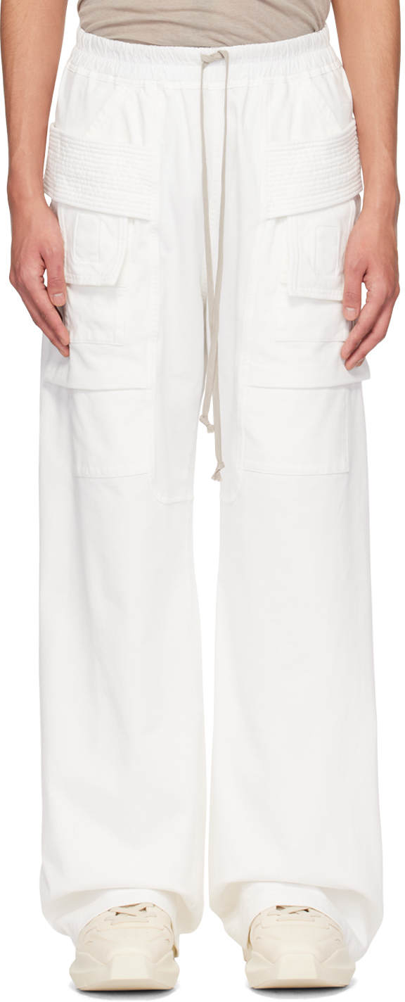 Shop Rick Owens Drkshdw Off-white Creatch Wide Cargo Pants In 11 Milk