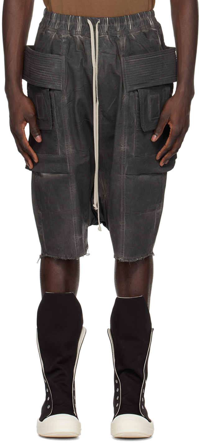Rick Owens Drkshdw Grey Creatch Denim Shorts In 78 Drkdust