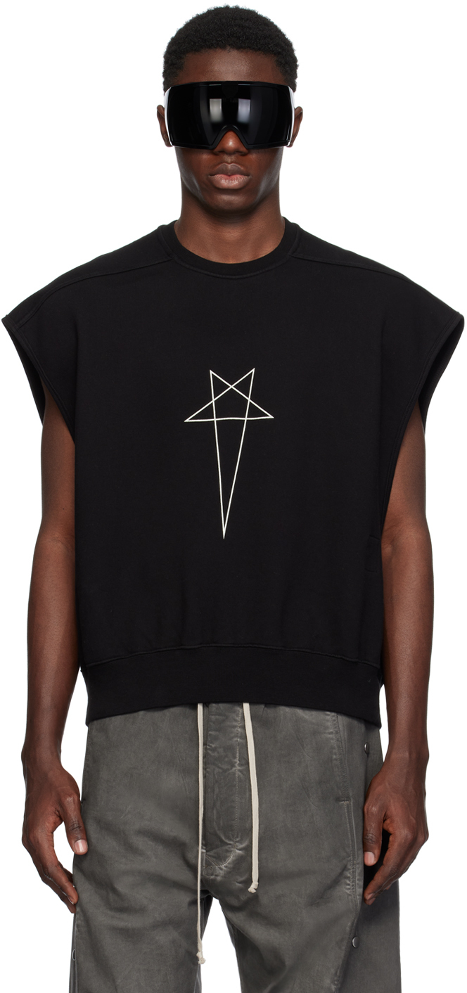 Rick Owens Drkshdw Black Pentagram Jumbo Tatlin Sweatshirt In 0911 Black/milk