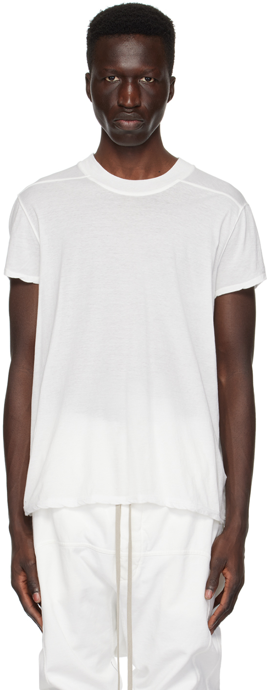 Rick Owens Drkshdw Off-white Small Level T-shirt In 11 Milk