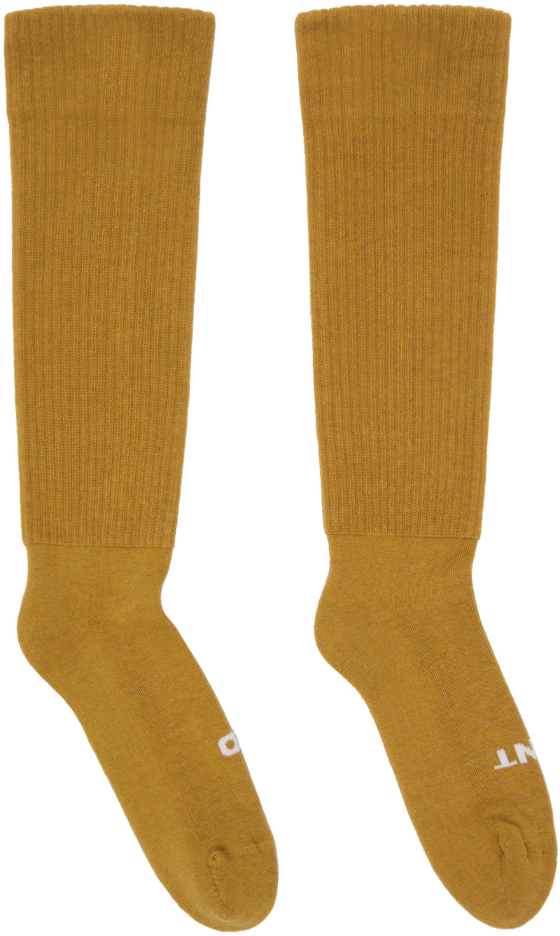Rick Owens Drkshdw Yellow 'so Cunt' Socks In 4211 Mustard/milk/mi