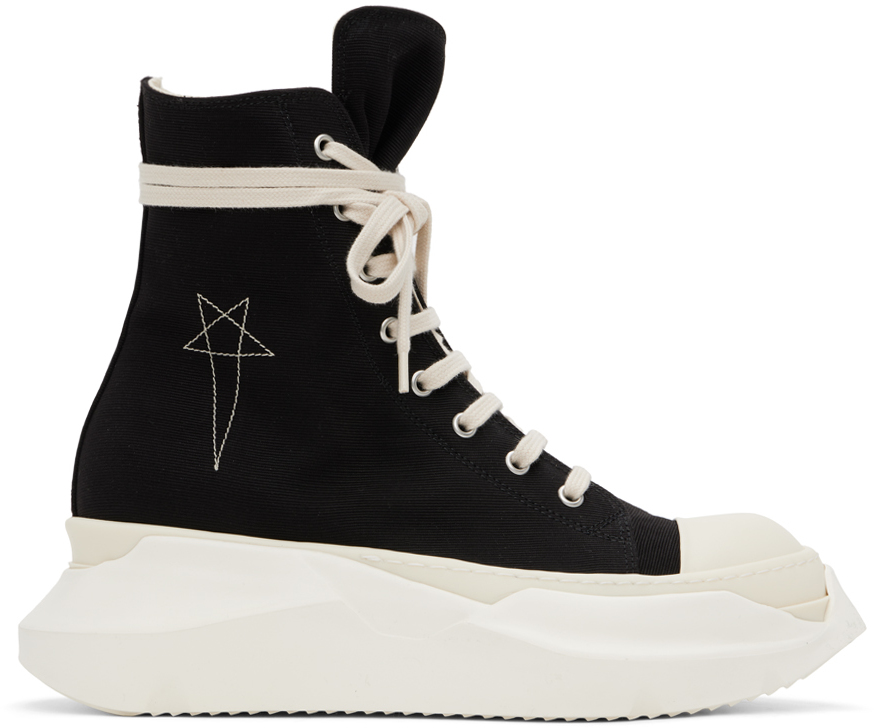 Rick Owens Drkshdw Black Abstract Sneakers In 9811 Black/pearl/mil