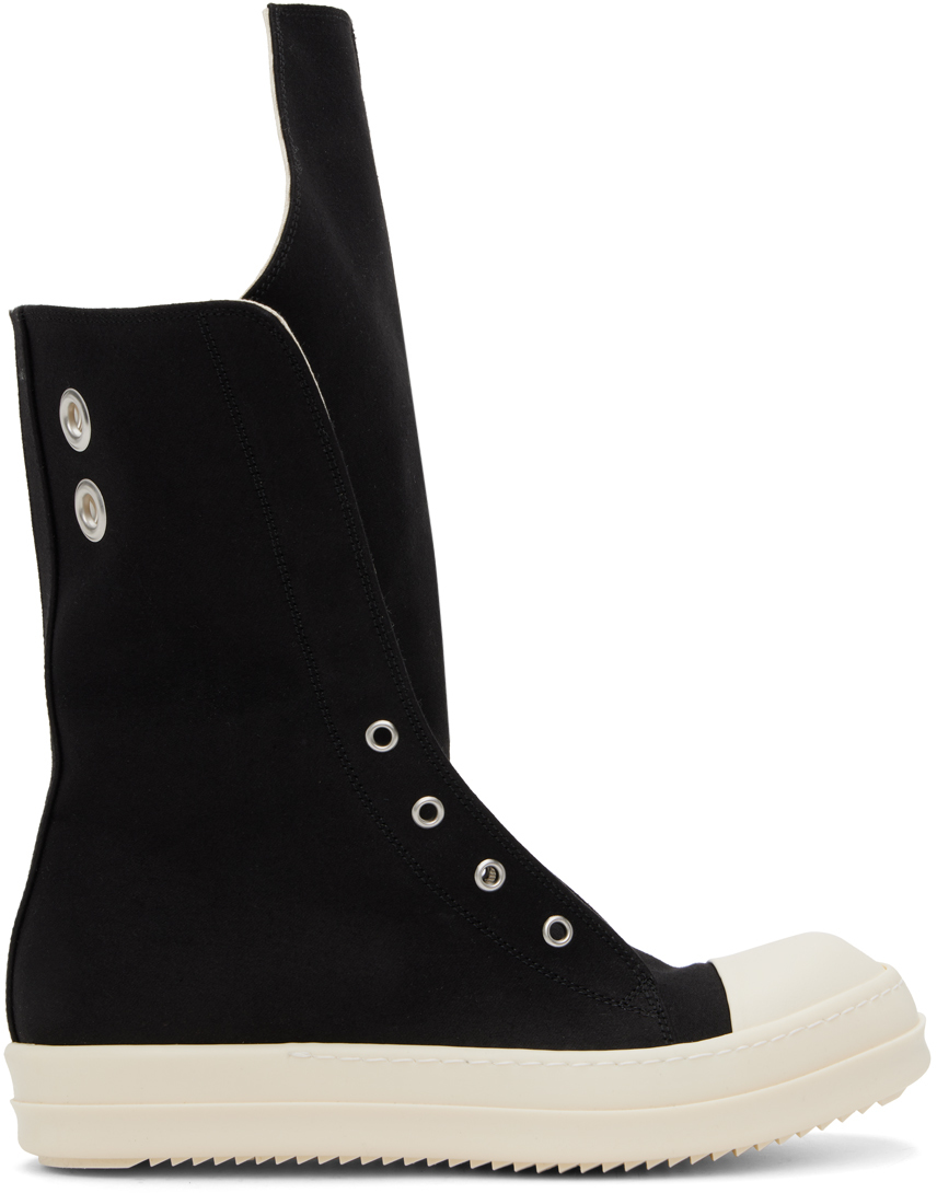 Shop Rick Owens Drkshdw Black Boot Sneaks Sneakers In 911 Black/milk/milk