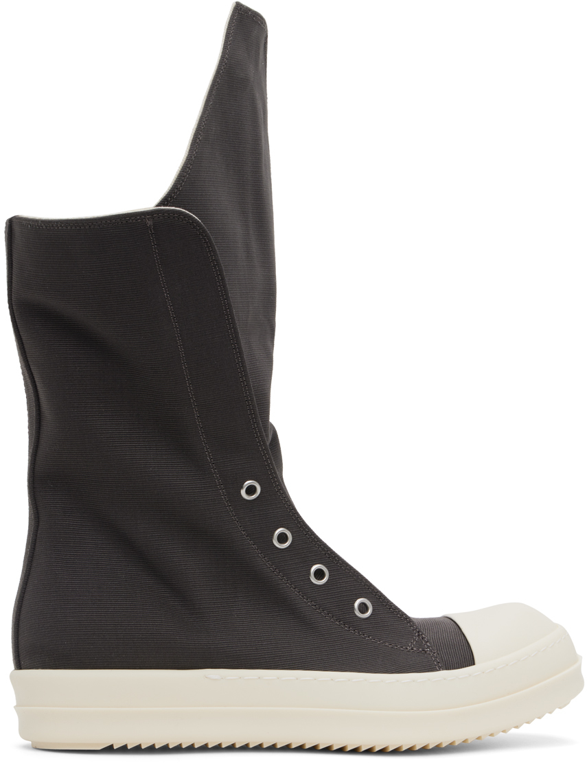 Shop Rick Owens Drkshdw Gray Boot Sneaks Sneakers In 7811 Dark Dust/milk/