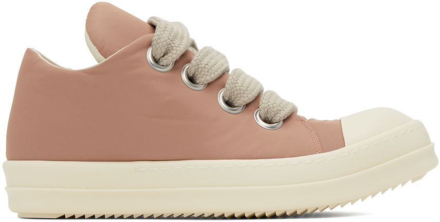 Rick Owens DRKSHDW: Pink Jumbo Lace Puffer Low Sneaks Sneakers | SSENSE