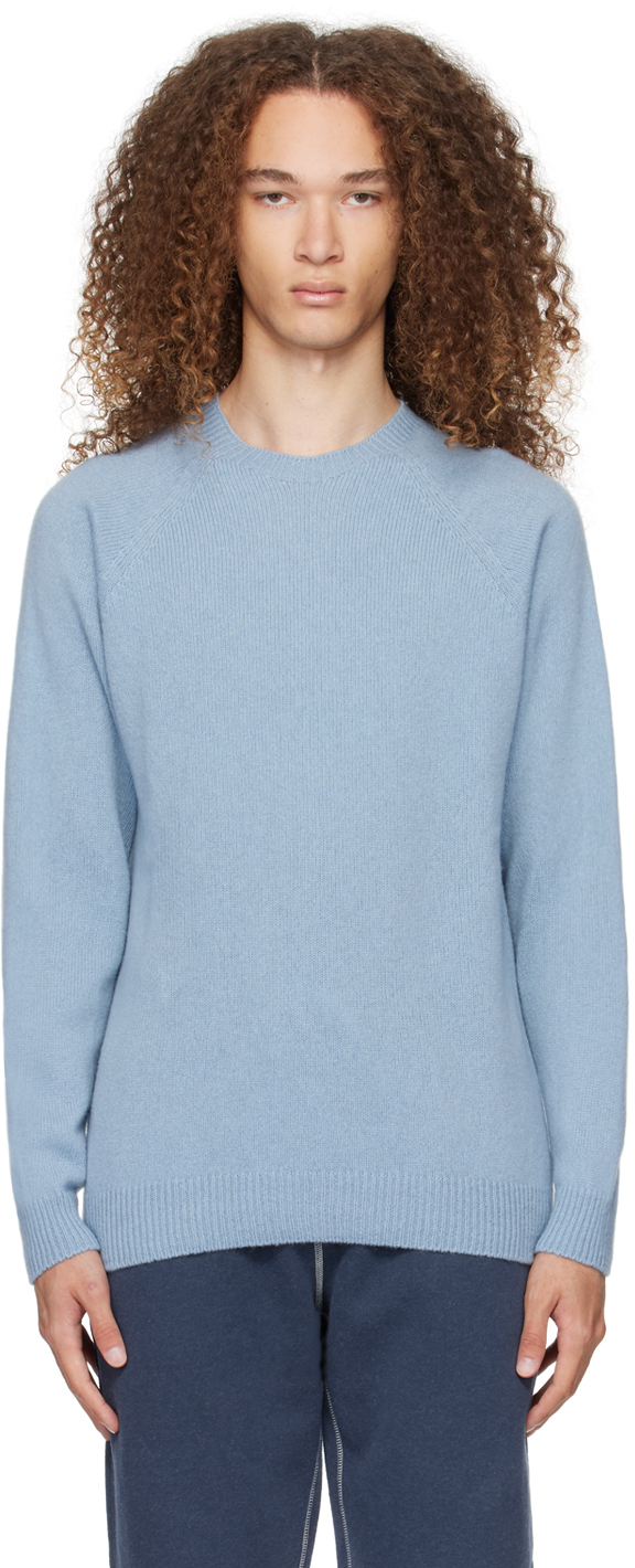 Sunspel Blue Raglan Sweater In Sky Blue24