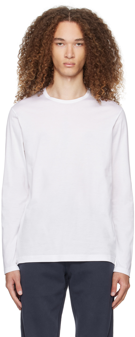 Sunspel White Classic Long Sleeve T-shirt