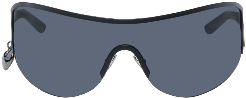 Shop Acne Studios Black Metal Frame Sunglasses In Ax0 Black/black