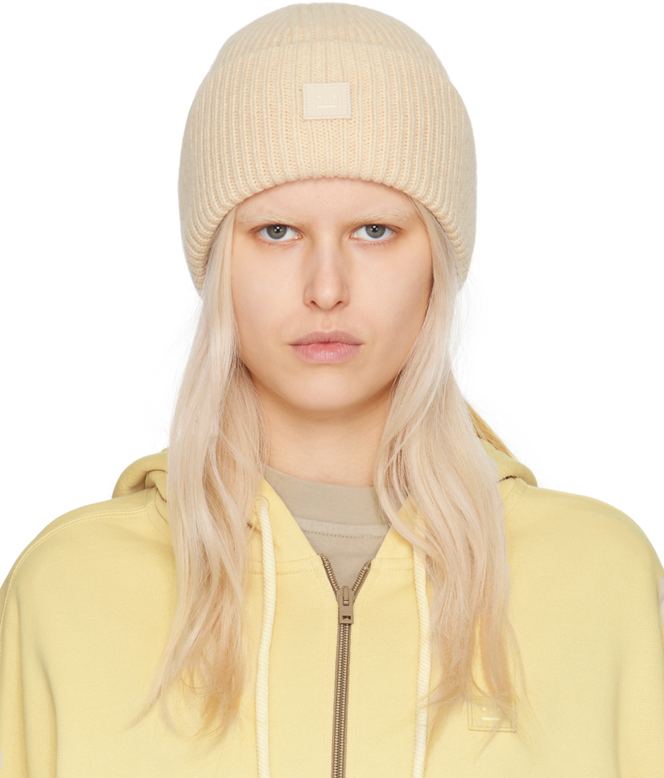 Beige Small Face Logo Beanie