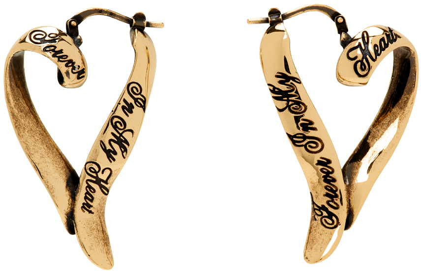 Acne Studios Gold Heart Hoop Earrings