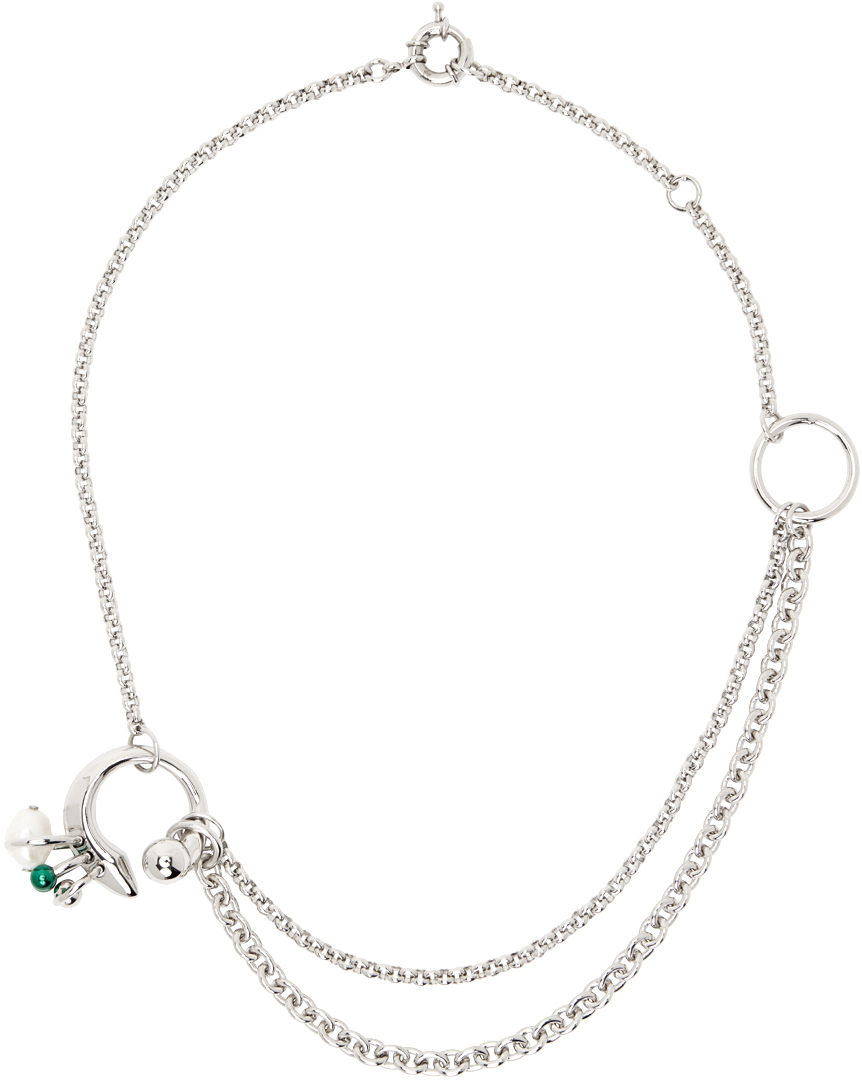 Silver Multi-Chain Charm Necklace by Acne Studios on Sale