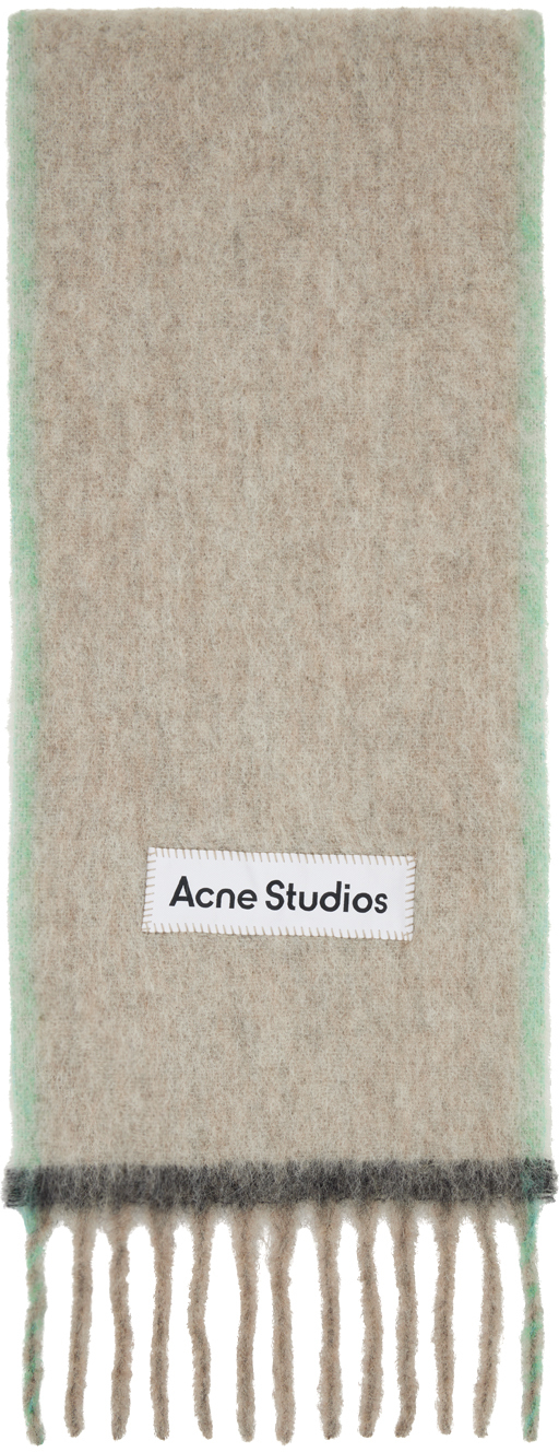 Acne Studios Beige Wool Mohair Scarf In Als Beige/grey