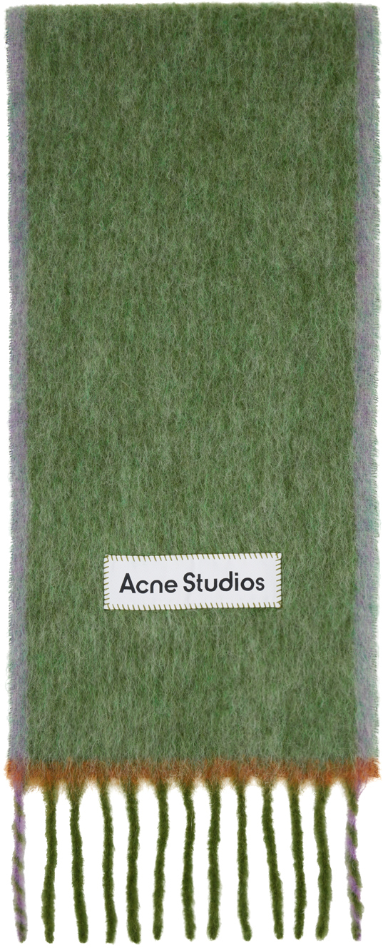 Shop Acne Studios Green Wool Mohair Scarf In Ca4 Grass Green