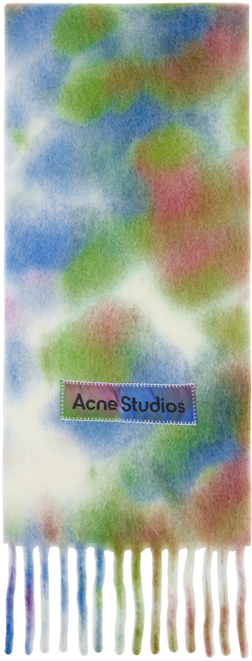Shop Acne Studios Multicolor Tie-dye Alpaca Wool Scarf In Bhm Green Multi
