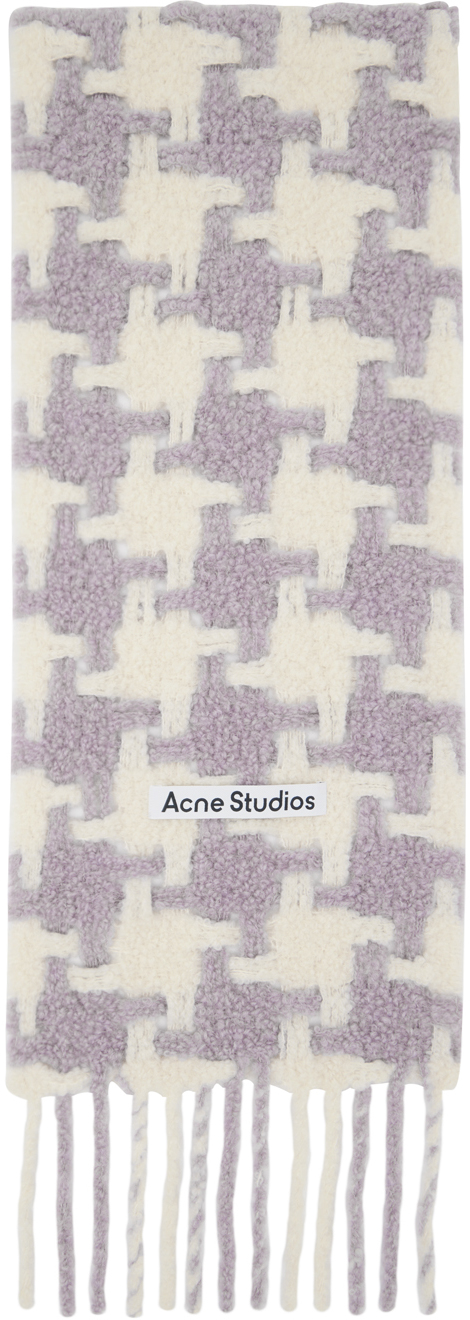 Acne Studios Womens Lilac White Vadik Houndstooth Alpaca-blend Scarf