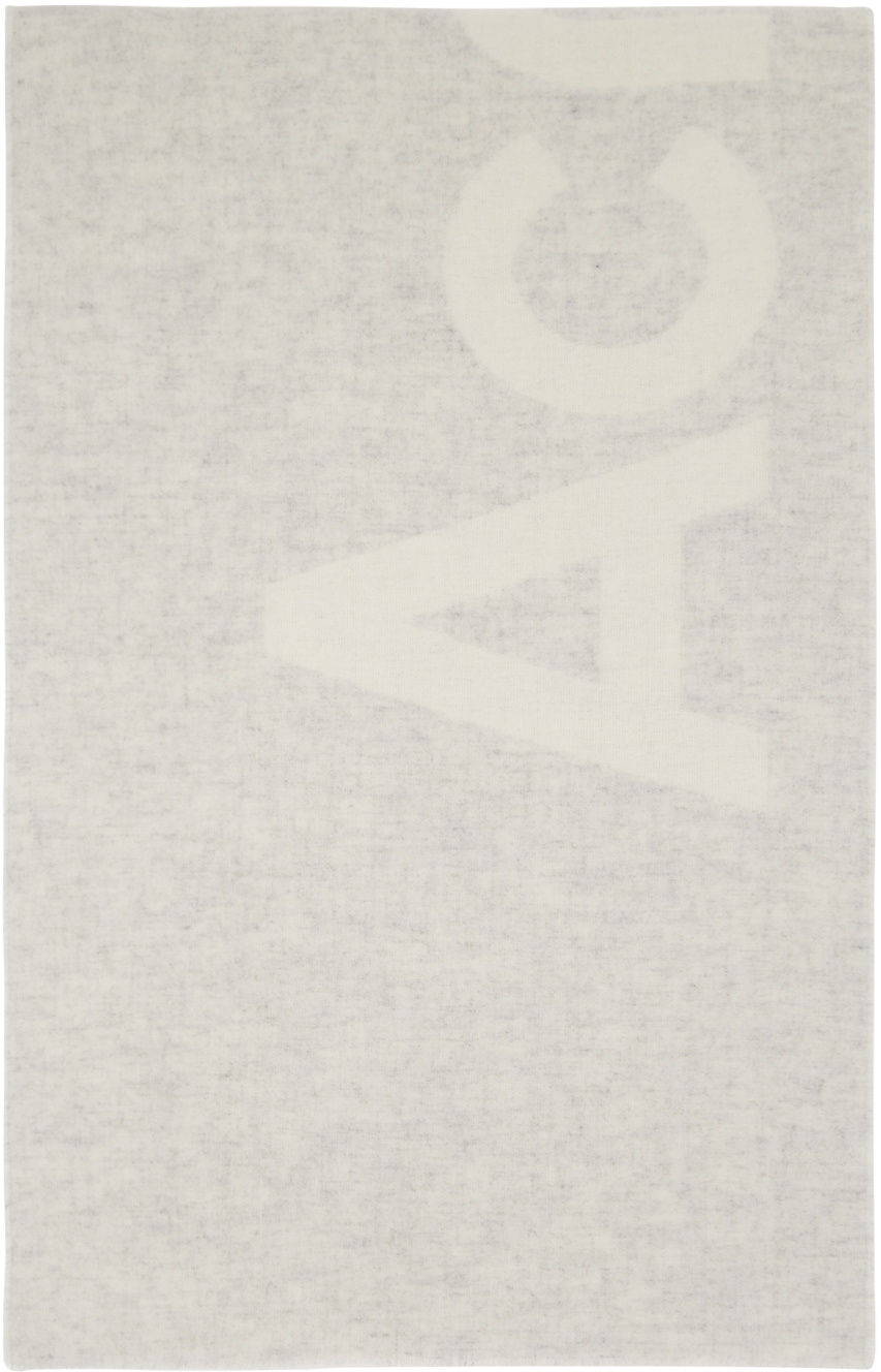 Acne Studios White & Gray Logo Jacquard Scarf