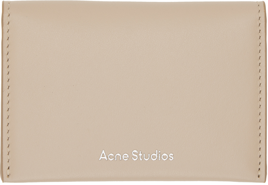 Acne Studios Taupe Beige Foil-branded Six-slot Leather Card Holder