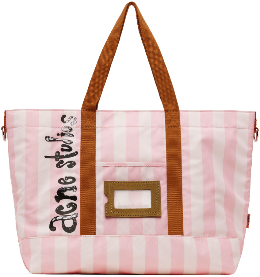 Pink & Off-White Striped Tote