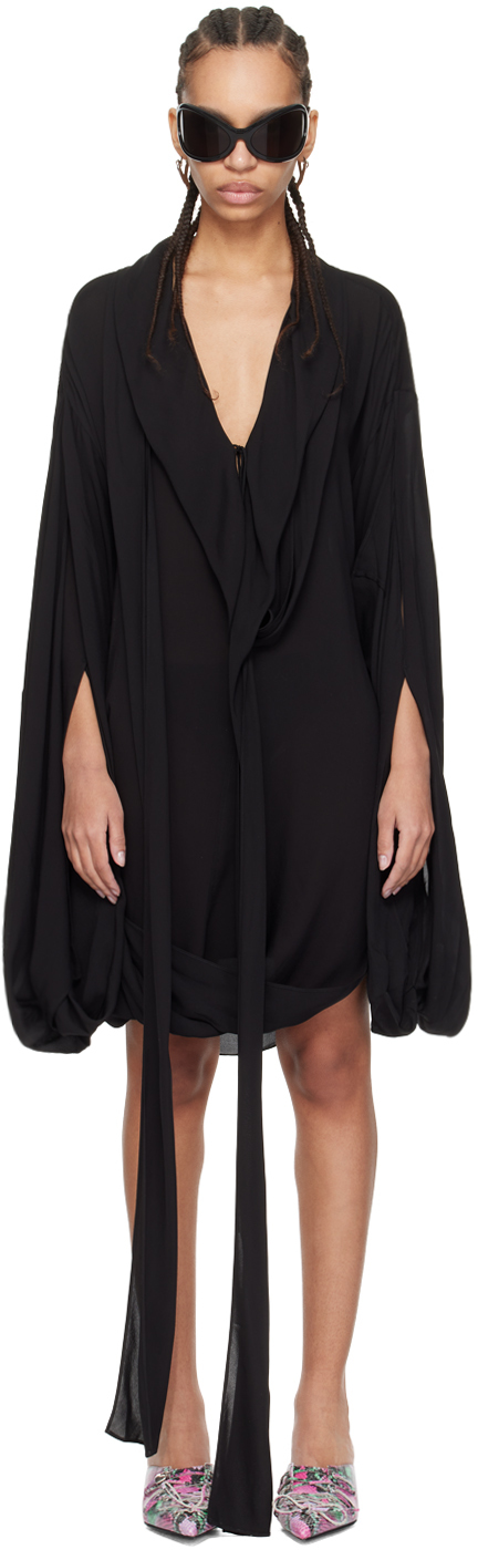 Shop Acne Studios Black Draped Minidress In 900 Black