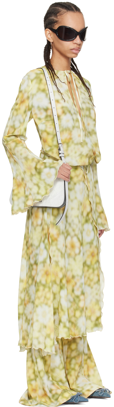 Shop Acne Studios Green Wrap Midi Dress In Bhm Green Multi