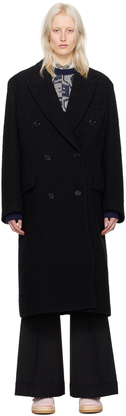 Shop Acne Studios Black Double-breasted Coat In 900 Black