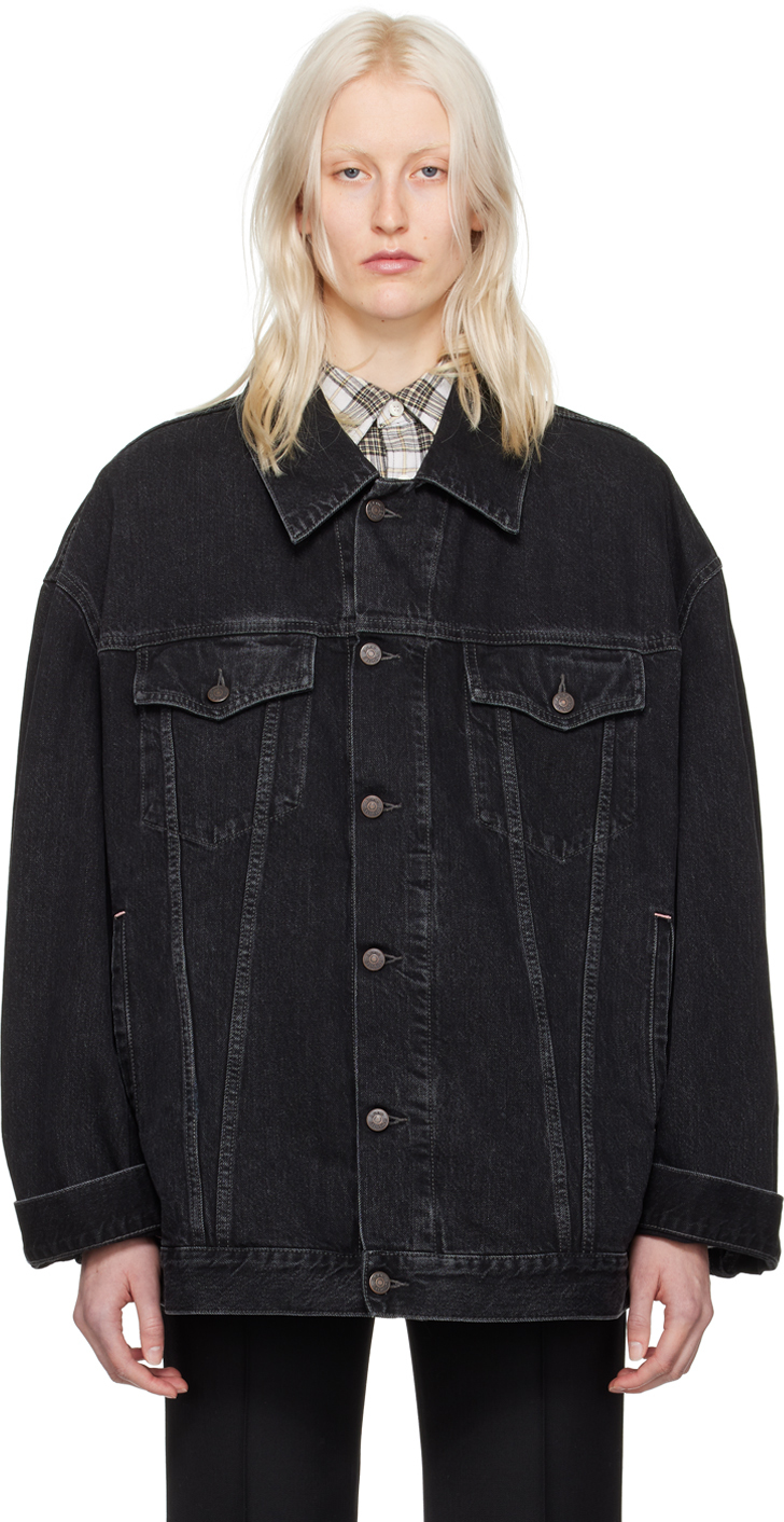 Acne Studios: Black Oversized Denim Jacket | SSENSE