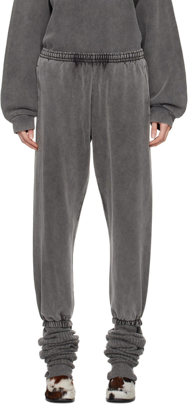 Acne Studios Grey Cropped Lounge Trousers In Bm0 Faded Black