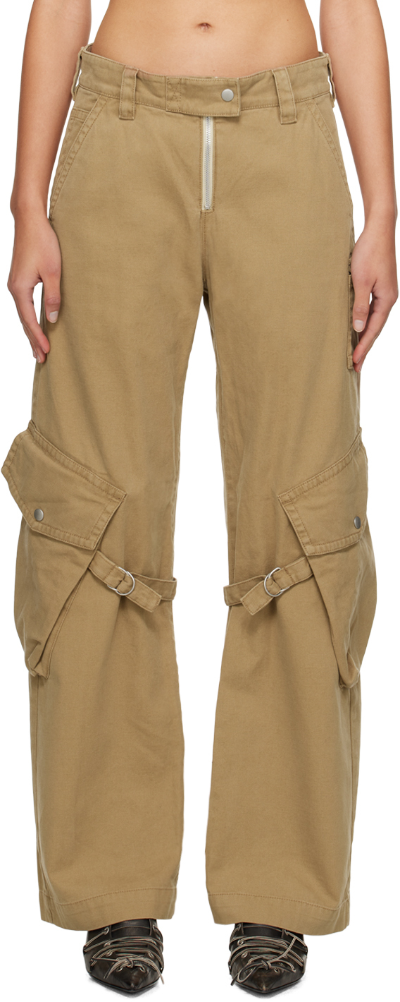 Beige Cargo Pocket Trousers