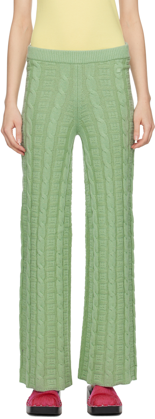 Shop Acne Studios Green Cable Trousers In Abc Sage Green