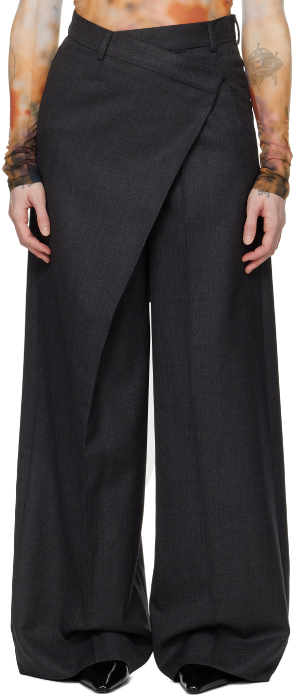 Acne Studios High-rise Ruched Pants In 902 Grey