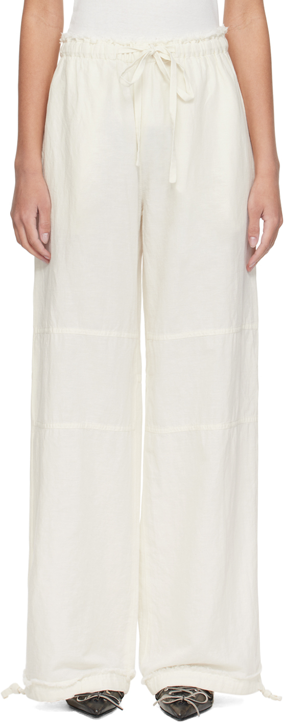 Shop Acne Studios Off-white Drawstring Trousers In Aei Warm White