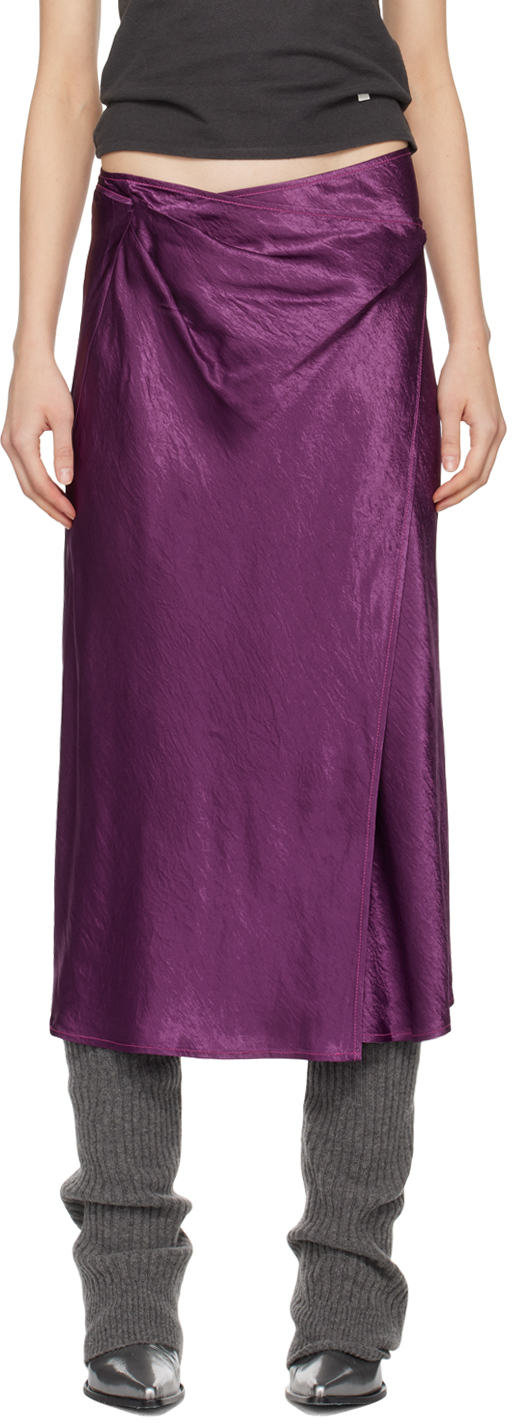 Purple Wrap Midi Skirt