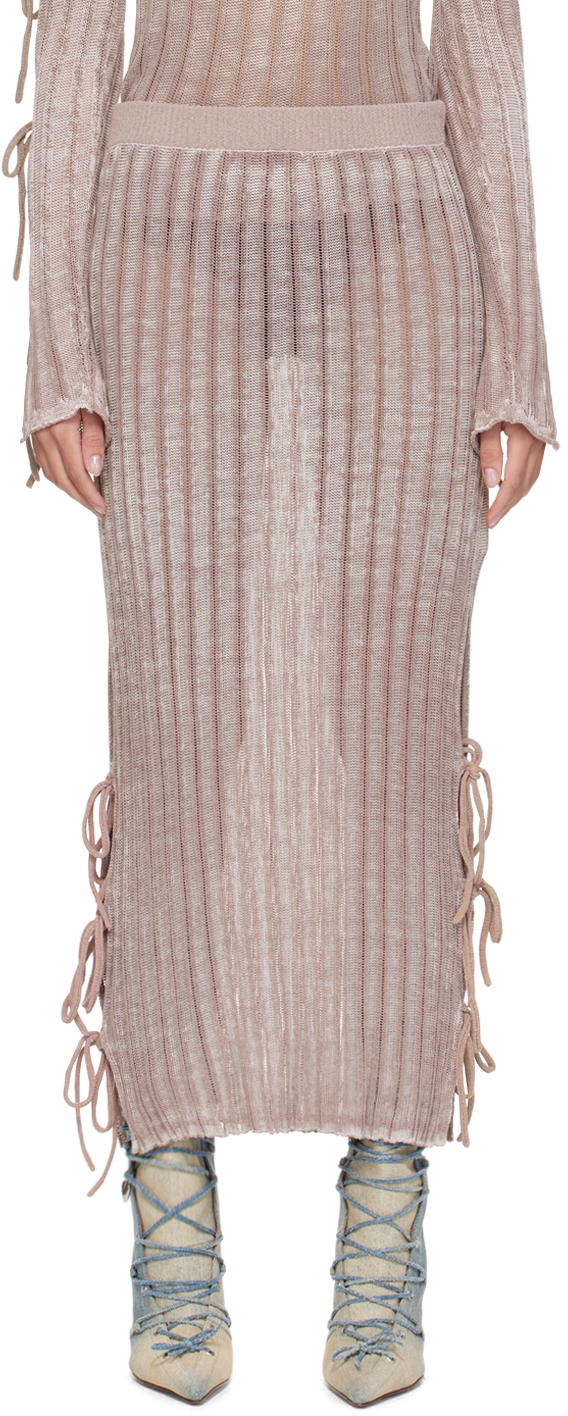 Shop Acne Studios Pink Vented Maxi Skirt In 416 Dusty Pink
