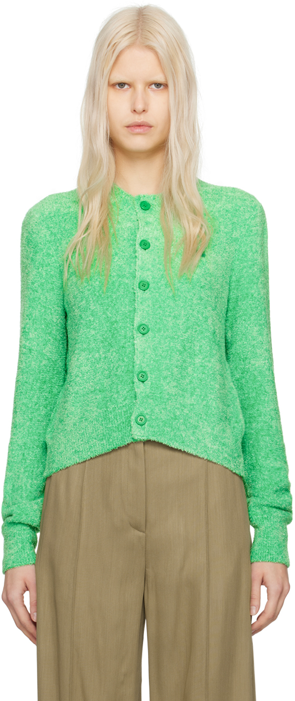 Shop Acne Studios Green Textured Cardigan In Bcd Bright Green